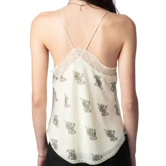 Zadig Voltaire Christy Floral Sequined Camisole Cream Lace Lingerie Tank Top - Picture 4 of 9